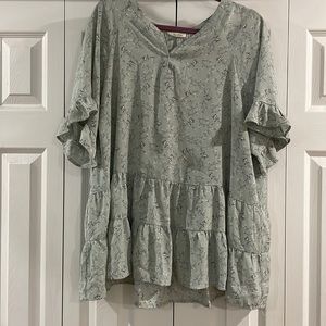 Sage Floral Tiered Blouse